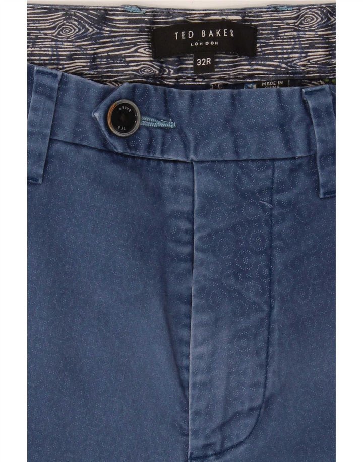 Ted Baker Short Chino Homme W32 Coton Géométrique Bleu Moyen