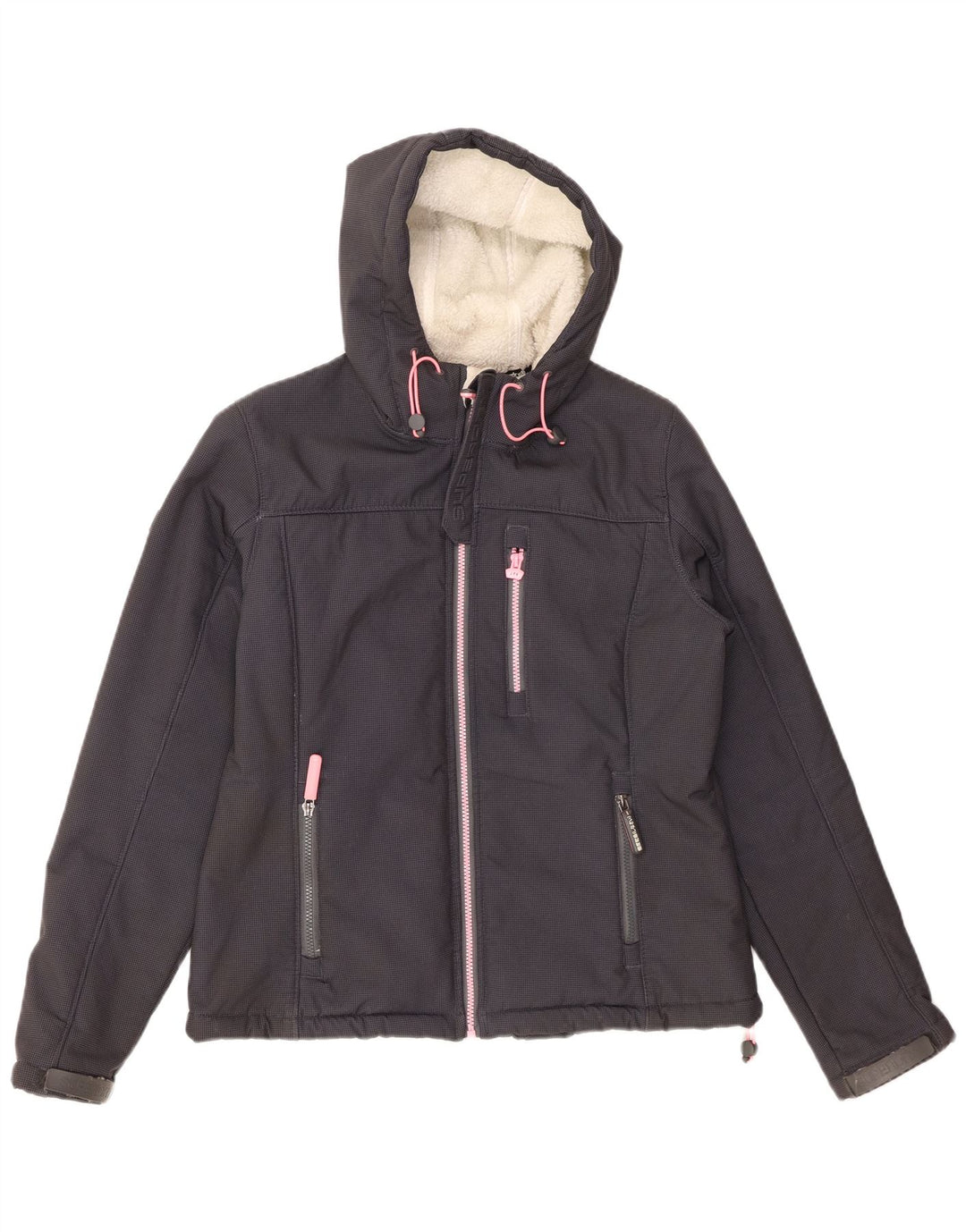 SUPERDRY Veste coupe-vent à capuche Windtrekker pour femme UK 14 Large Gris