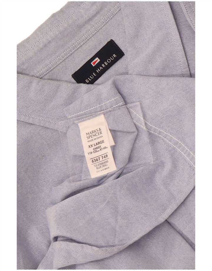Marks & Spencer Chemise à manches courtes pour homme 2XL Bleu Coton