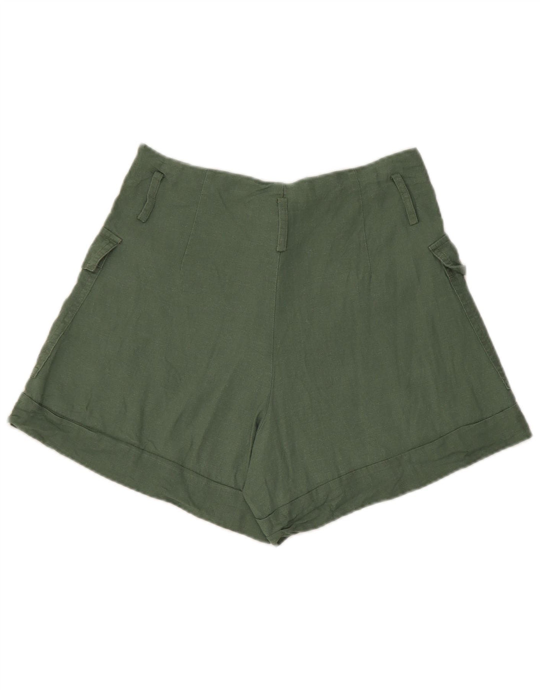 Zara Short Cargo Femme Petit W26 Lin Vert