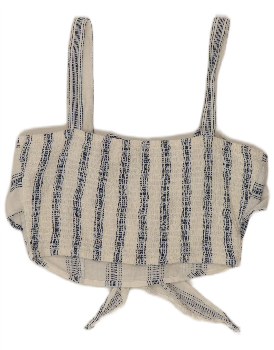 Benetton Haut Corset Femme UK 12 Coton Rayé Blanc Moyen