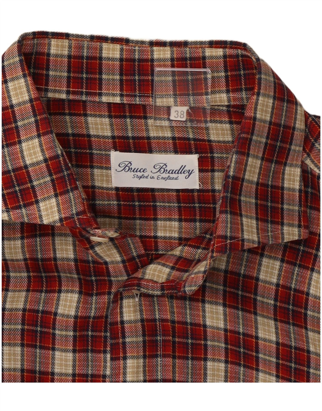 VINTAGE Chemise flanelle homme taille 38 coton à carreaux rouge moyen