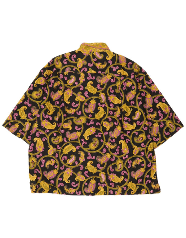 vintage Chemise à manches courtes pour hommes XL Noir Paisley Coton