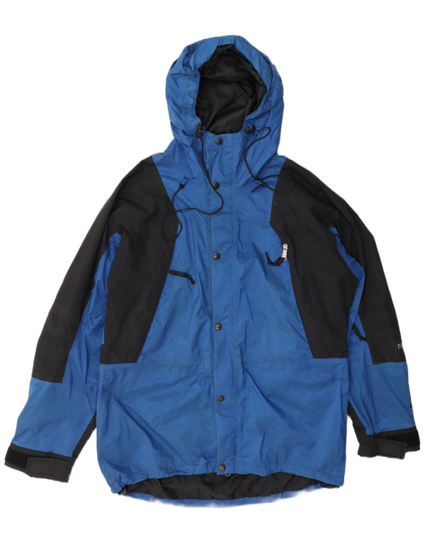 The North Face Veste de pluie à capuche pour homme UK 40 Large Bleu Colorblock Nylon