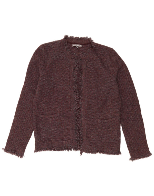 Laura Ashley Pull cardigan ouvert pour femme UK 12 Coton moucheté marron moyen