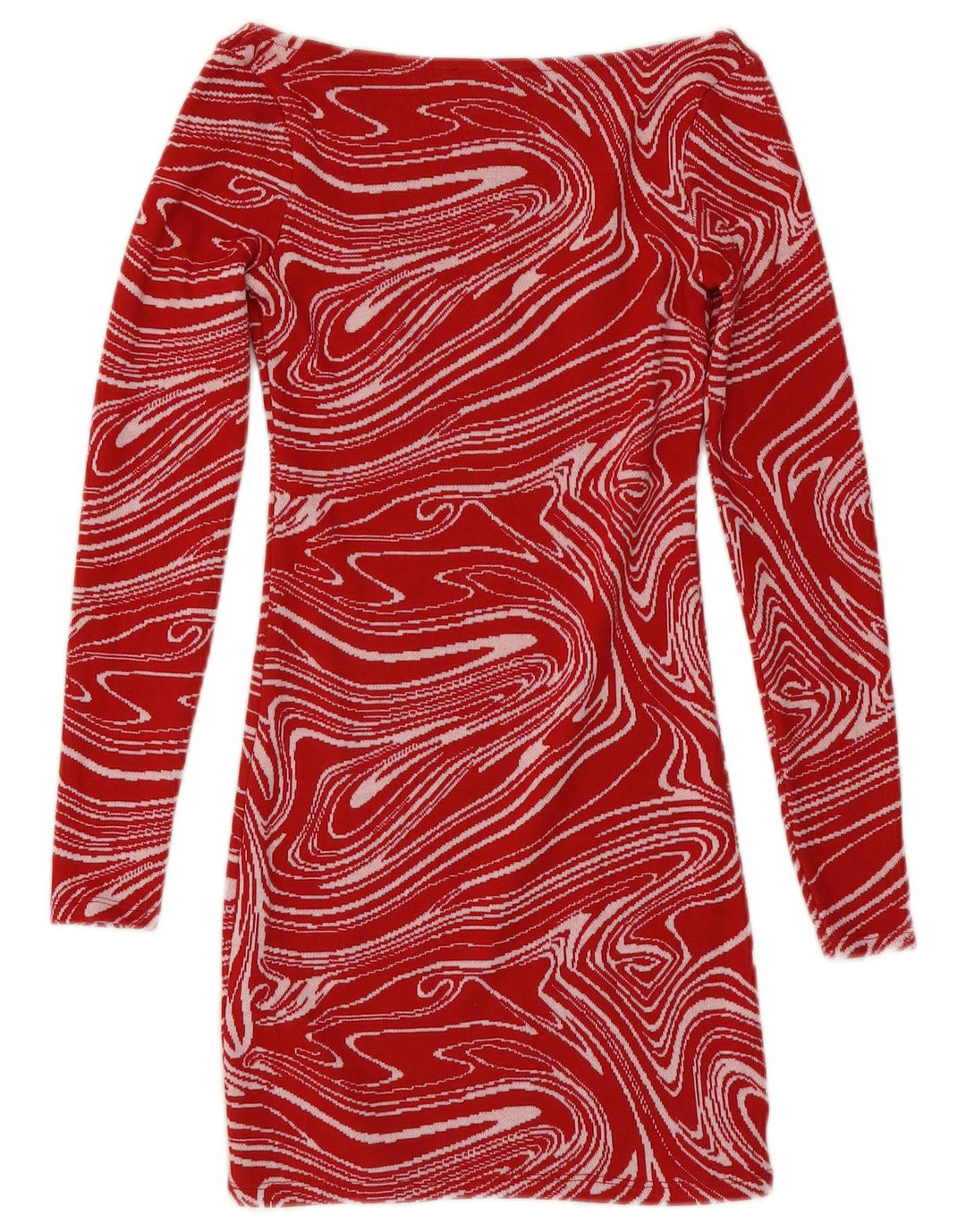 Zara Robe moulante à manches longues pour femme Motif abstrait UK 8 Petit Rouge