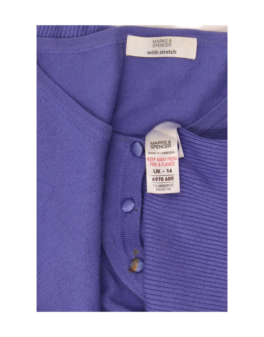 Marks & Spencer Pull cardigan court pour femme UK 14 Viscose violet moyen