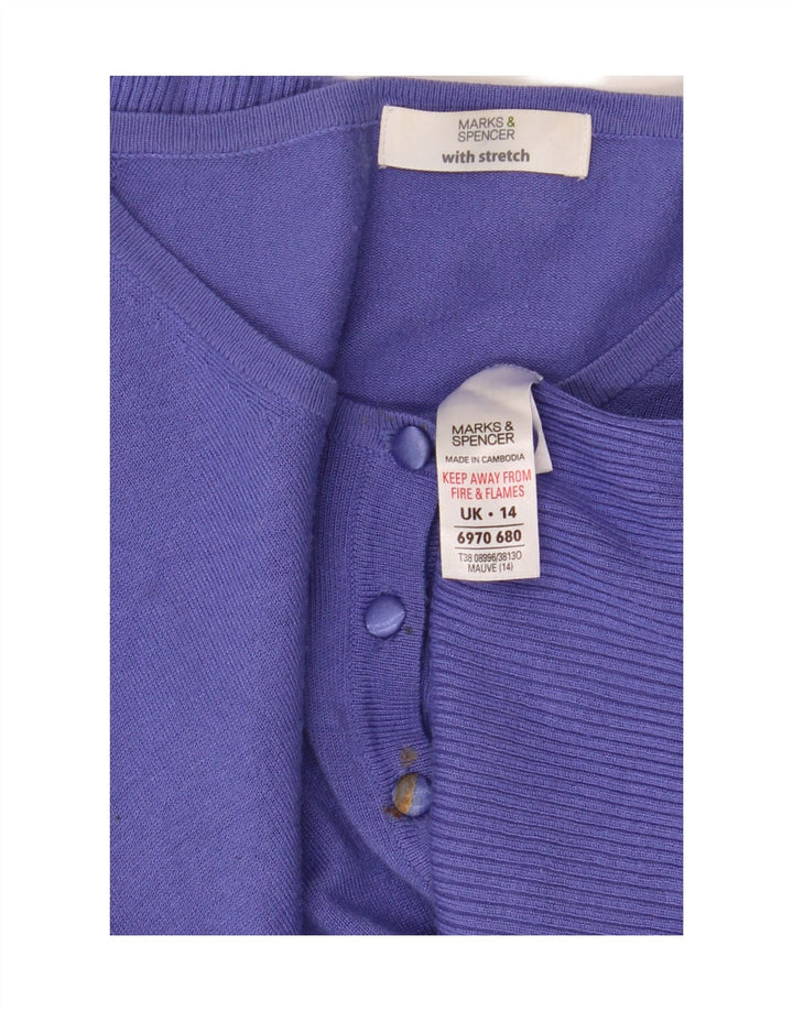 Marks & Spencer Pull cardigan court pour femme UK 14 Viscose violet moyen