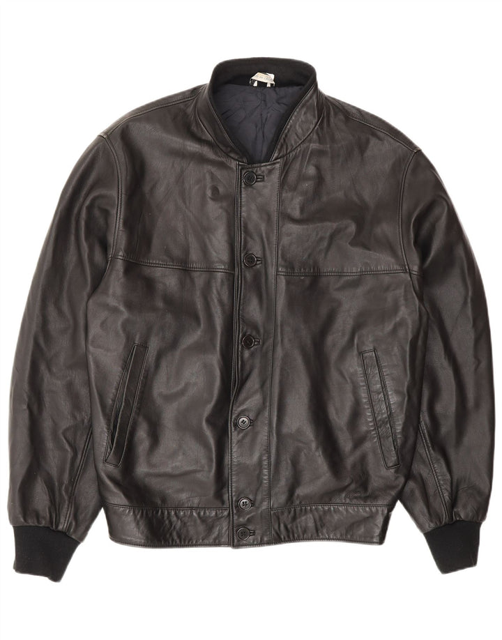 Veste en cuir homme vintage IT 48 Cuir noir moyen