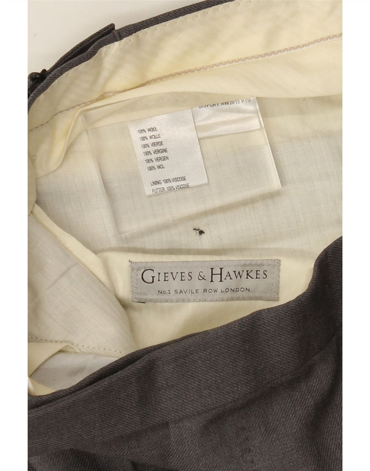 GIEVES & HAWKES Pantalon de Costume Droit Homme W32 L30 Laine Grise