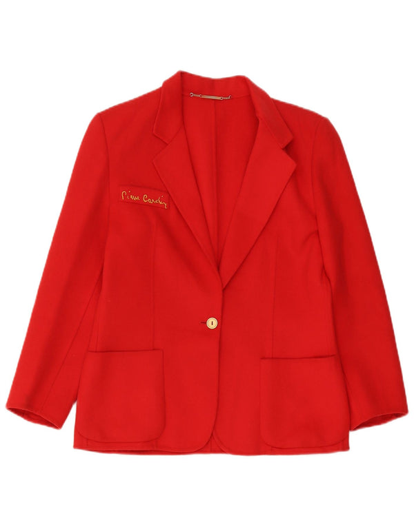 Pierre Cardin Veste Blazer 1 Bouton Femme IT 42 Laine Rouge Moyen Classique