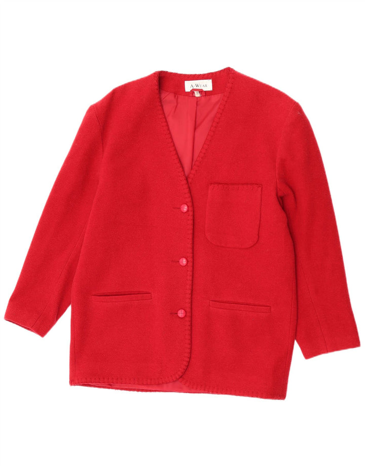 A.Wear Veste Blazer 3 Boutons Femme UK 12 Laine Rouge Moyen