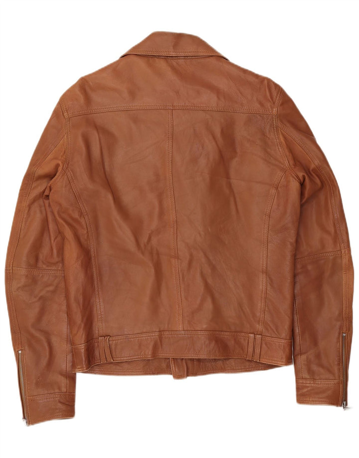 Veste motard en cuir homme vintage UK 40 Grand cuir marron