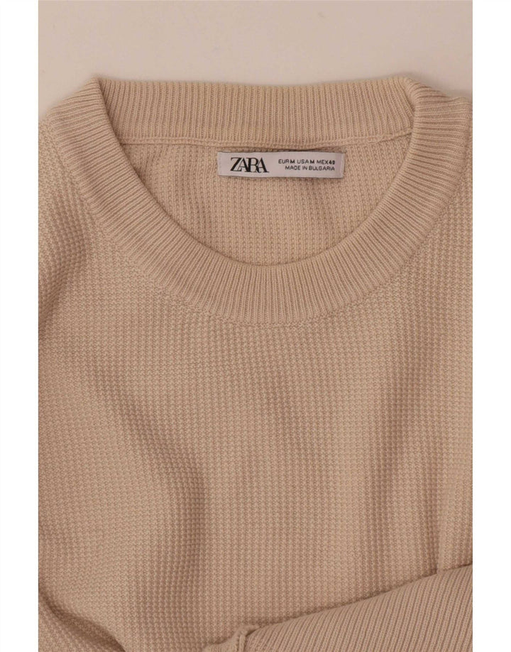 Zara Pull Col Rond Homme Beige Moyen