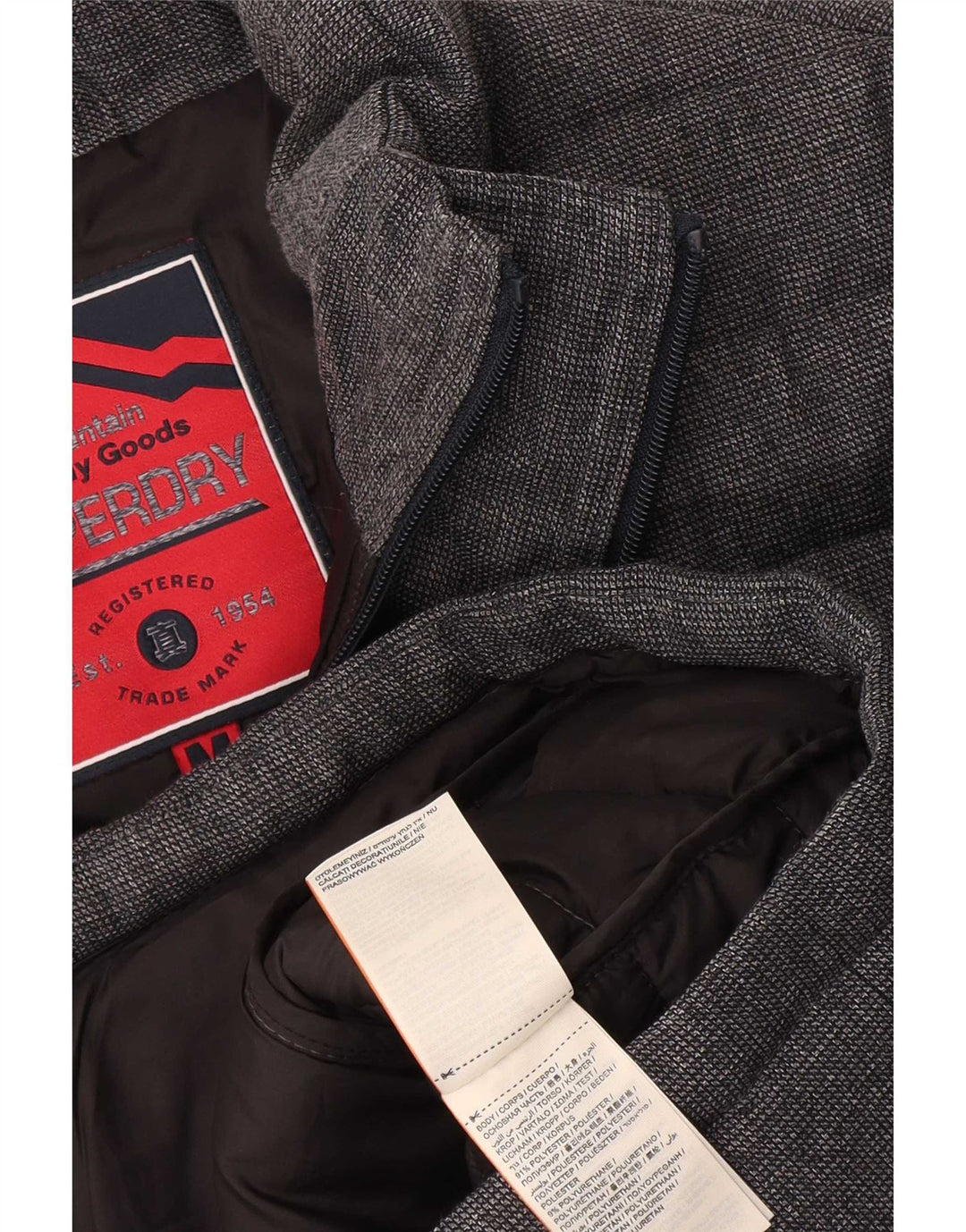 Superdry Veste matelassée pour hommes UK 38 Gris moyen Polyester