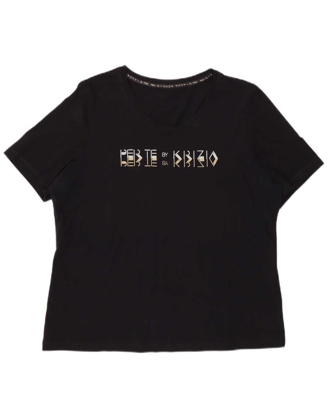 Perte by Krizia T-shirt graphique régulier pour femme UK 12 Bleu marine moyen