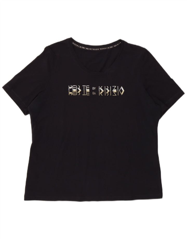 Perte by Krizia T-shirt graphique régulier pour femme UK 12 Bleu marine moyen