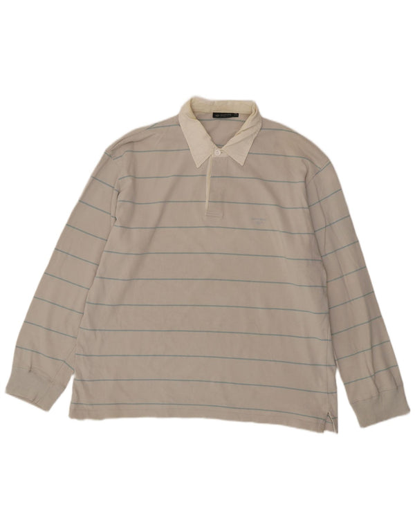 Dockers Polo de Rugby à Manches Longues pour Homme UK 46/48 XL Coton Rayé Gris