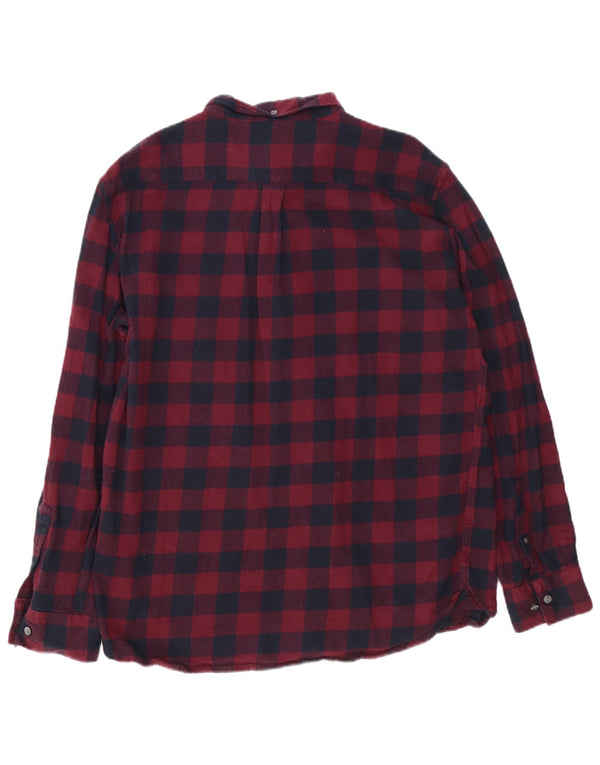 French Connection Chemise en flanelle pour homme 2XL en coton vichy bordeaux