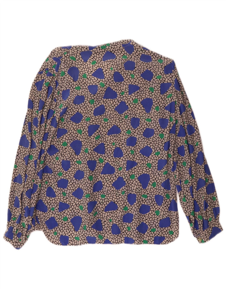 vintage Femme Chemise à manches longues Blouse UK 14 Moyen Multicolore