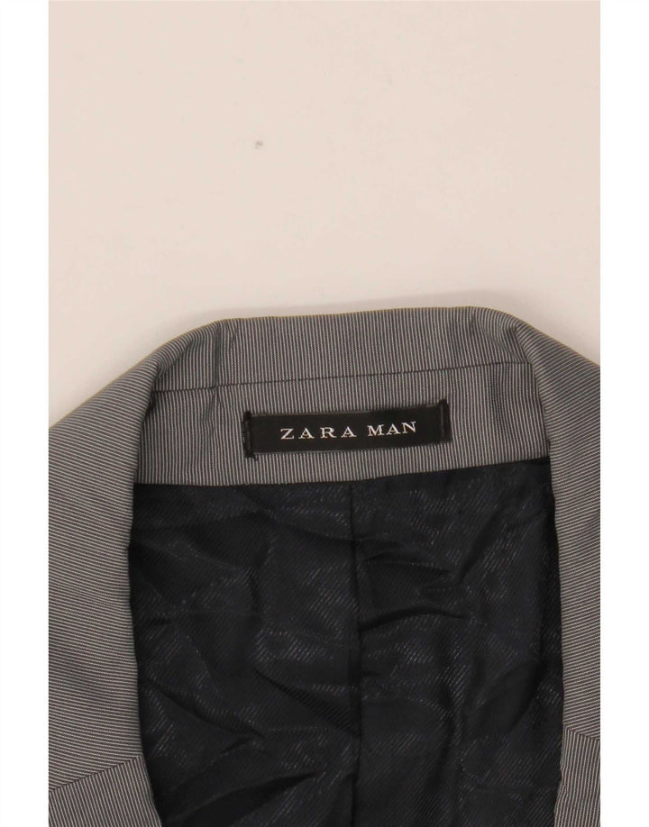 Zara Veste blazer à 2 boutons pour homme EU 54 XL Gris à fines rayures Polyester