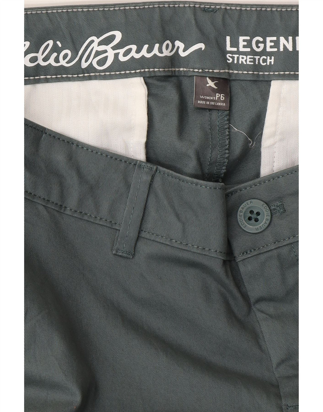 EDDIE BAUER Pantalon Chino Slim Femme US 6 Medium W32 L29 Coton Vert