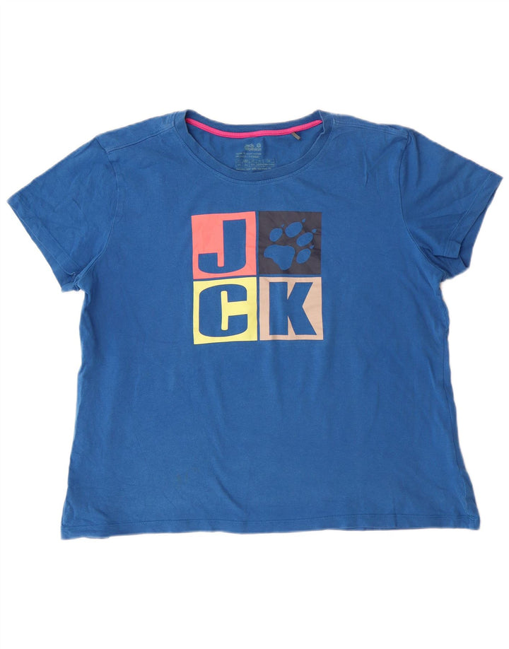 Jack Wolfskin T-shirt graphique pour femme UK 22/24 2XL Bleu Coton