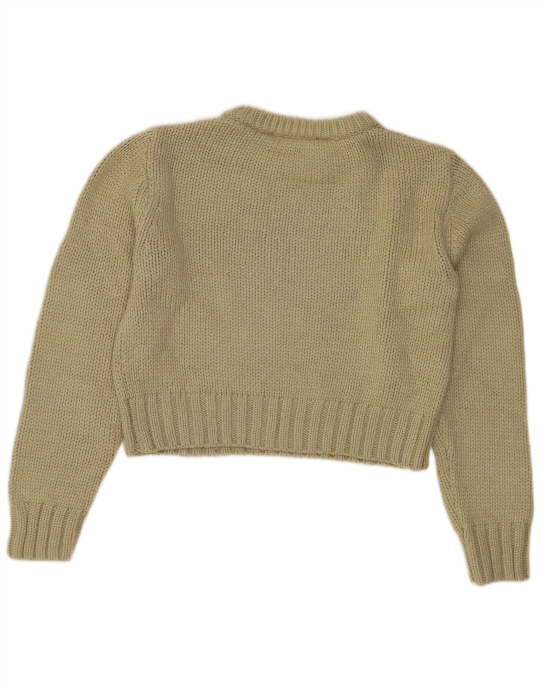 ZARA Pull court à col bateau pour femme UK 14 Vert moyen Polyester