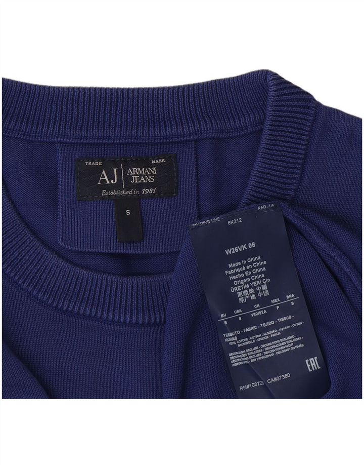 Armani Jeans Pull ras du cou pour homme en coton bleu petit