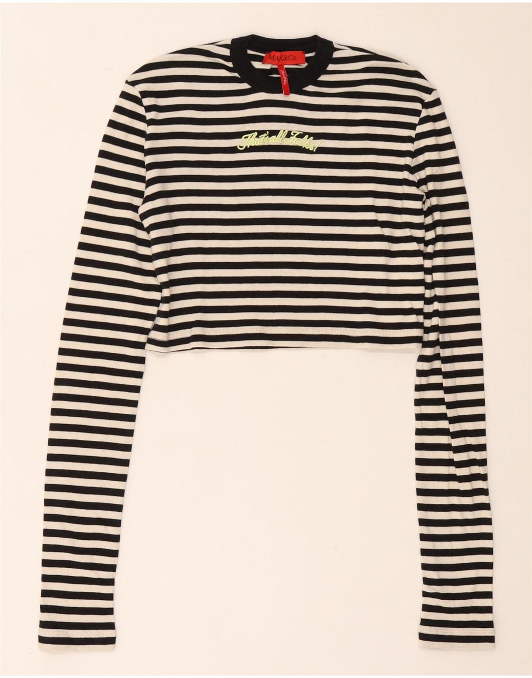 Max & Co. Haut court graphique à manches longues pour femme UK 12 Noir moyen rayé