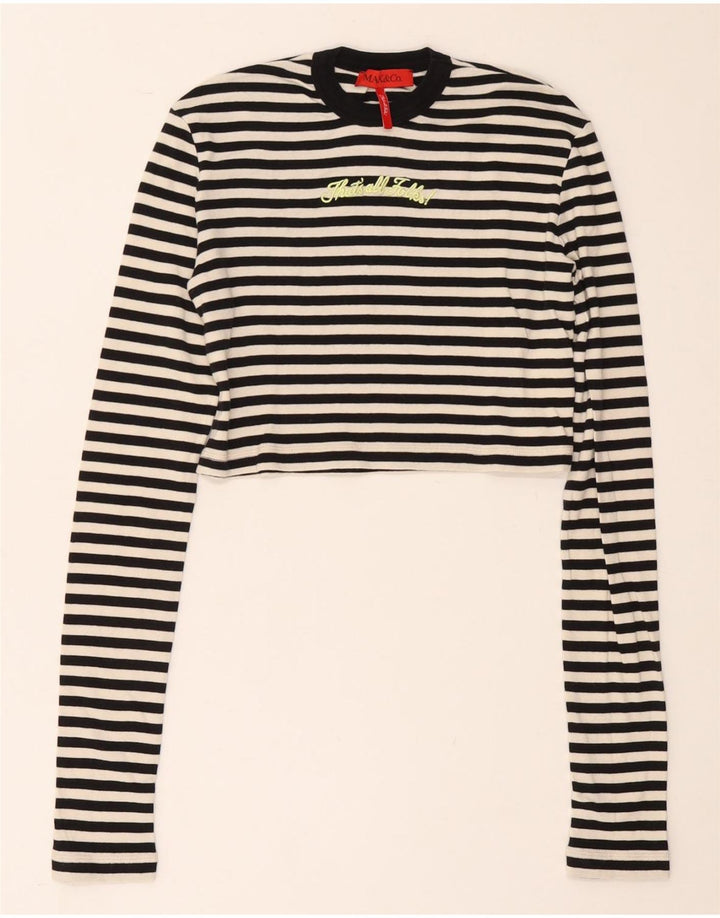 Max & Co. Haut court graphique à manches longues pour femme UK 12 Noir moyen rayé
