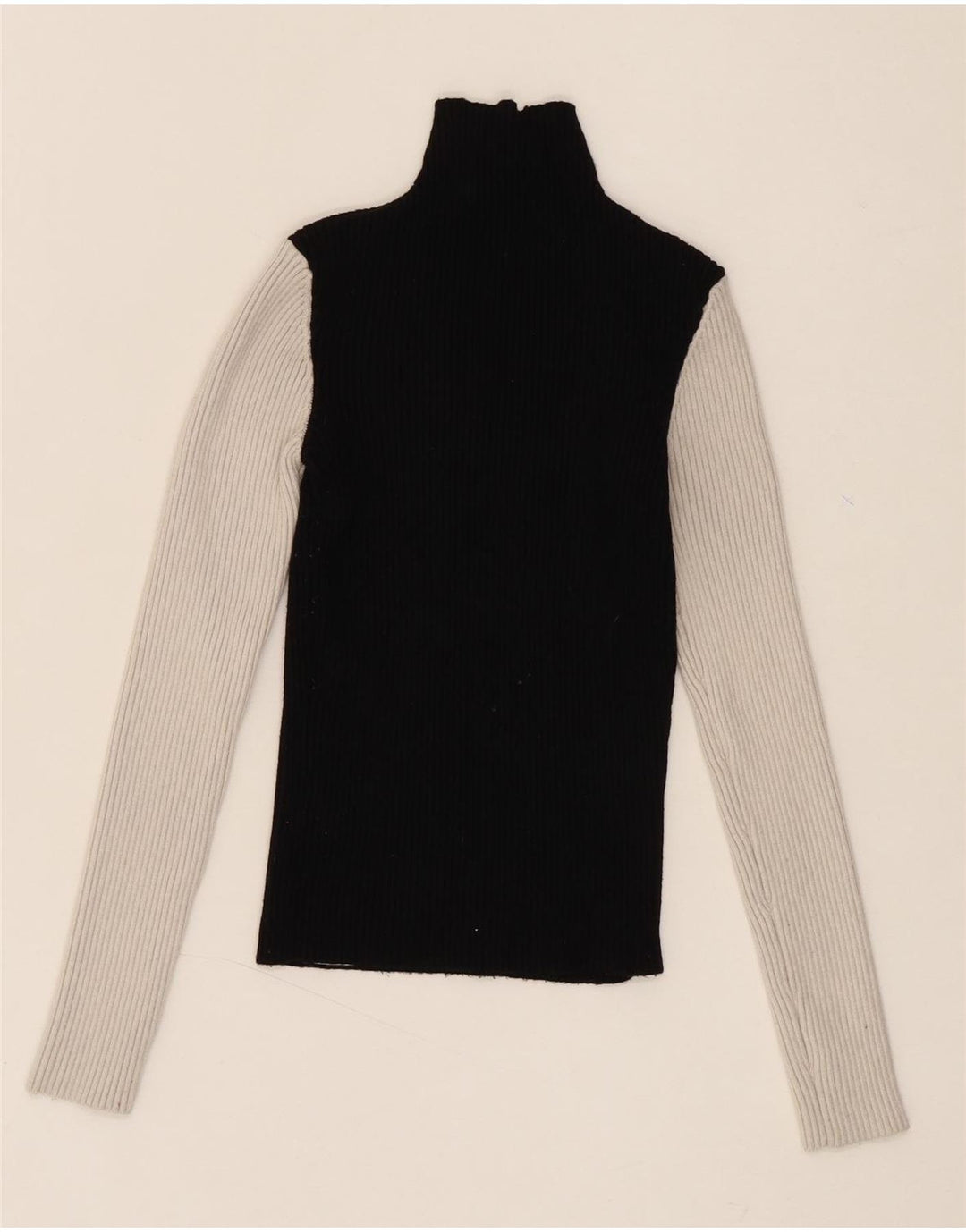 ZARA Womens Turtle Neck Jumper Sweater UK 8 Small Black Colourblock Vintage Zara and Second-Hand Zara from Messina Hembry 
