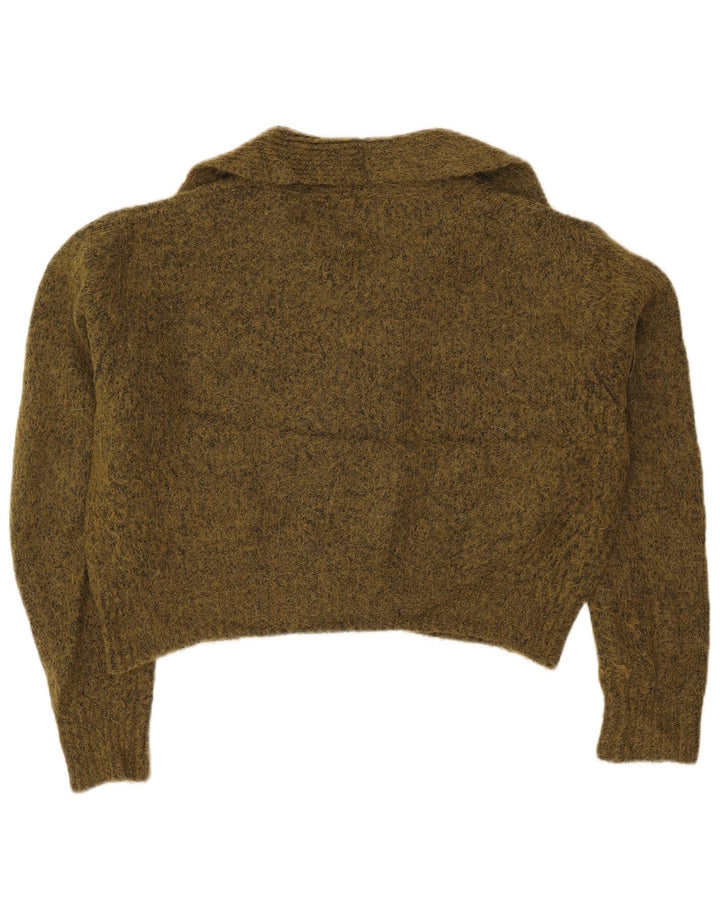 Zara Cardigan court surdimensionné pour femme UK 14 Kaki moyen moucheté