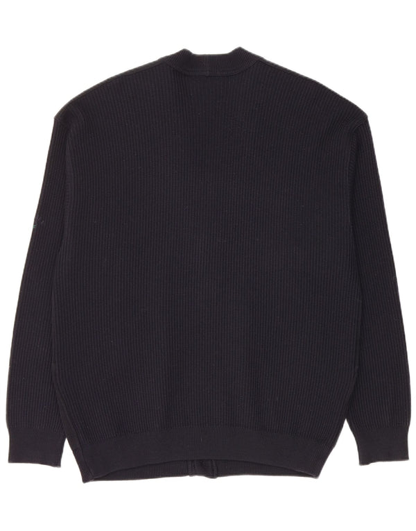 Navigare Cardigan Homme Pull XL Bleu Marine Géométrique Laine Vierge