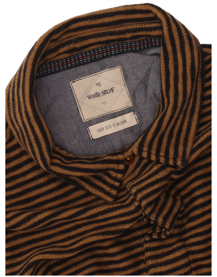 WHITE STUFF Chemise Pull à Manches Courtes Homme Marron Moyen Rayé