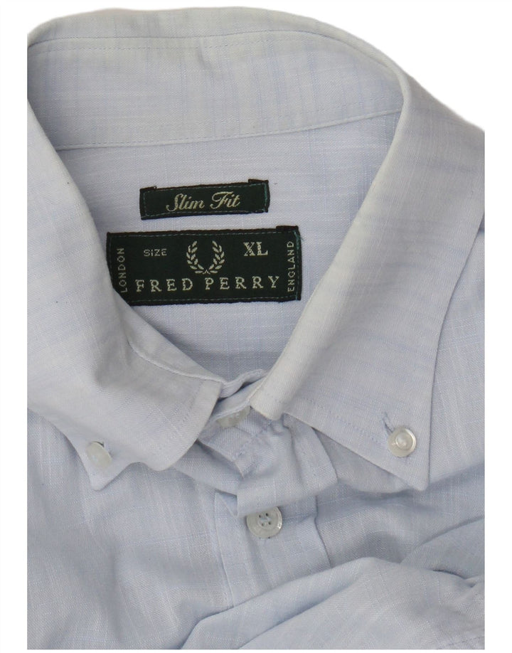 Fred Perry Chemise Slim Fit Homme Bleu XL