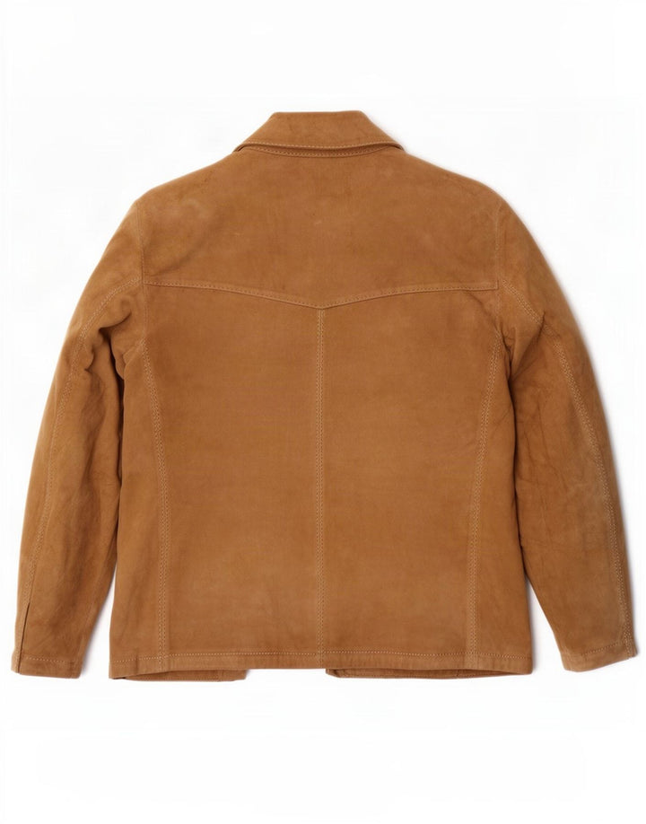 vintage Femme 3 Boutons Blazer En Daim Veste UK 14 Grand Beige
