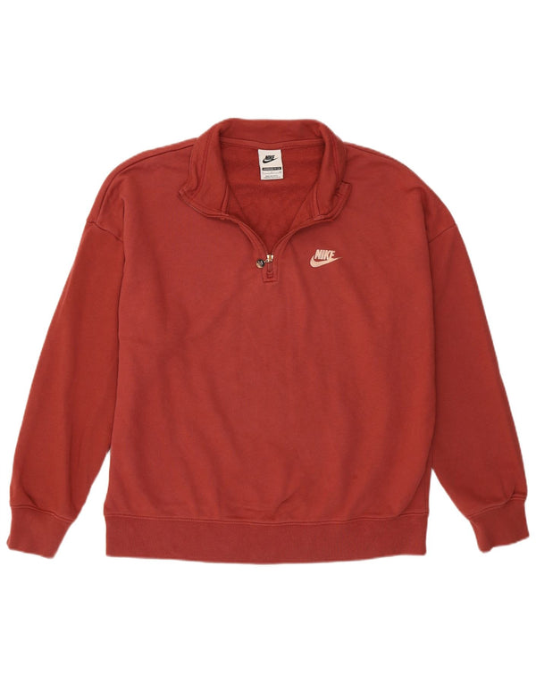 Nike Sweat-shirt surdimensionné graphique pour femme UK 10 Petit coton bordeaux