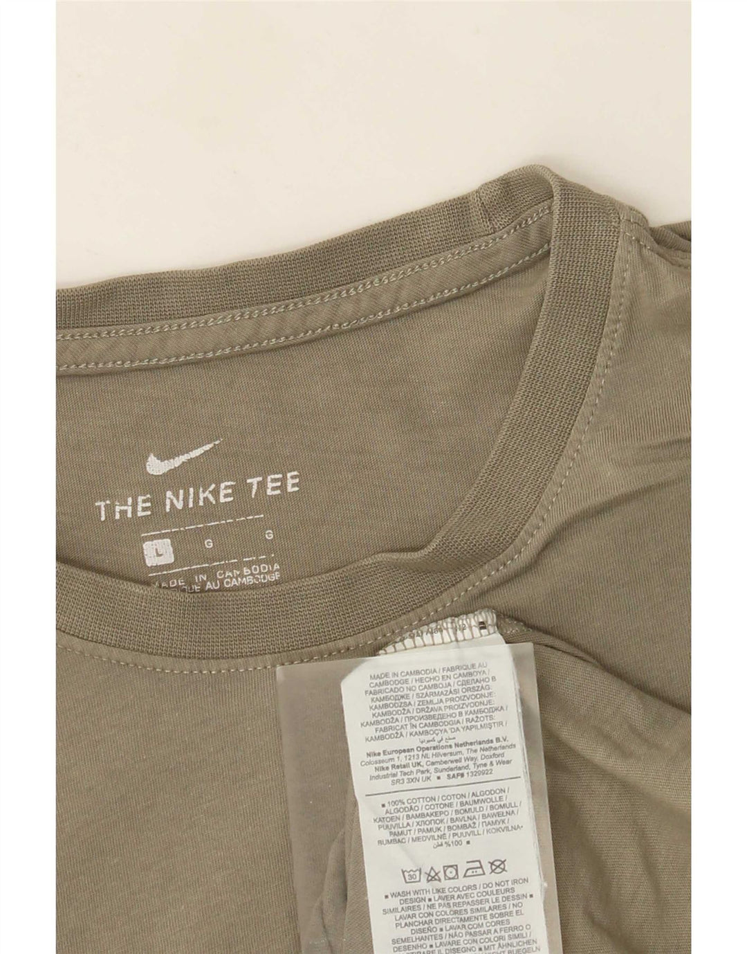 Nike T-shirt pour homme en coton kaki Taille L