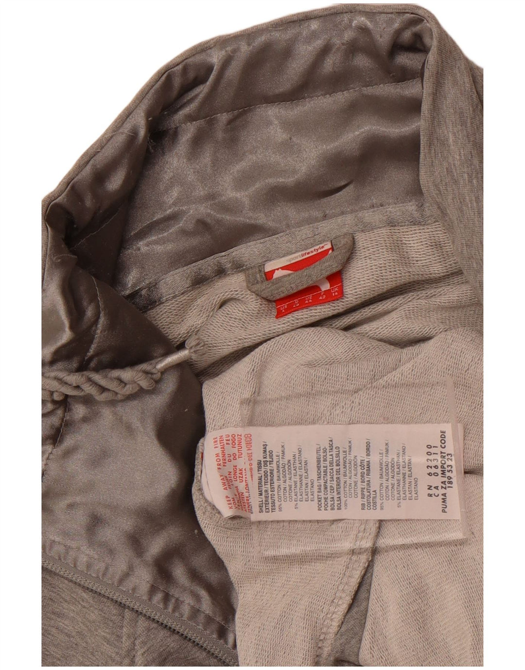 Puma Veste de survêtement pour femme UK 14 Large Gris Coton