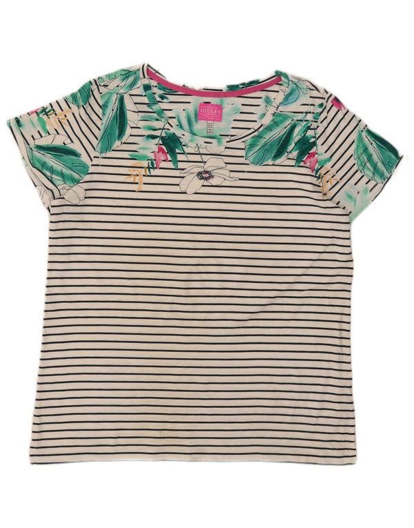 Joules Womens Graphic T-Shirt Top UK 14 Large Blanc Rayé