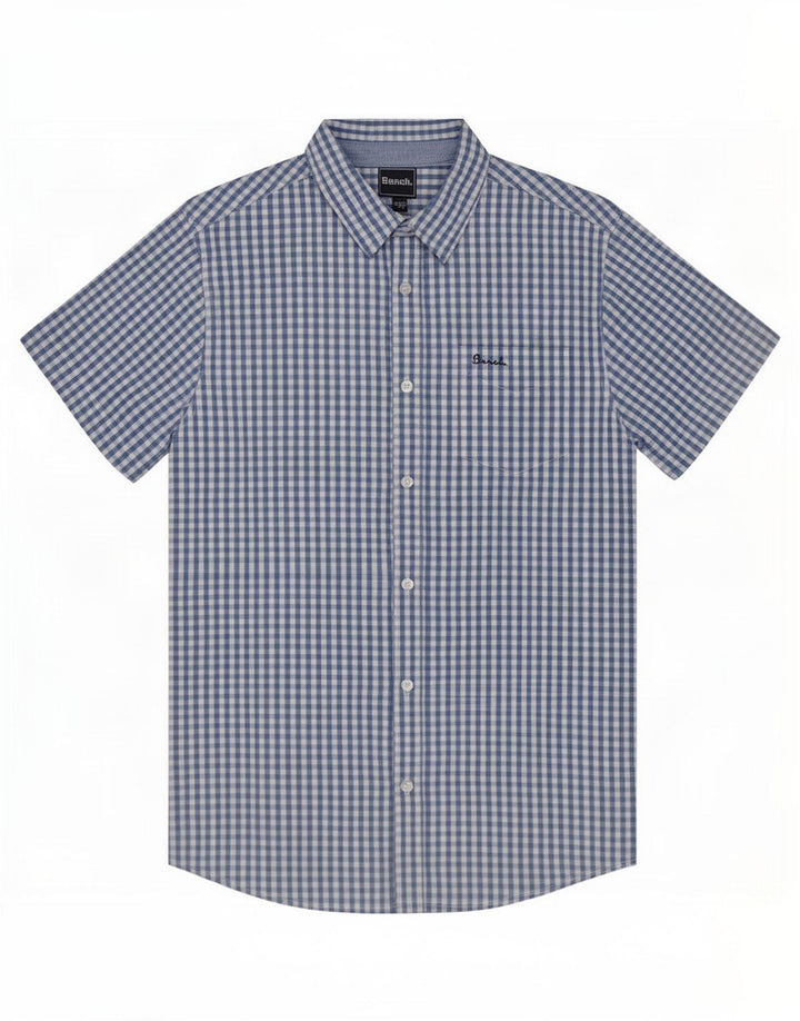 Bench Chemise à manches courtes pour homme EU 52 Large Bleu Vichy Coton