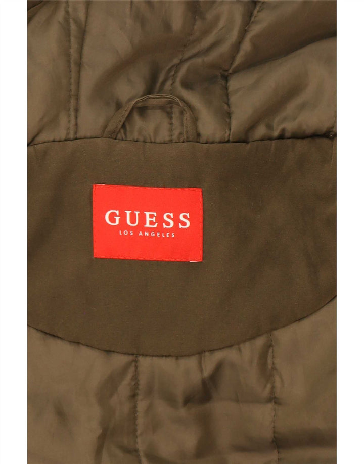 Guess Veste Parka surdimensionnée à capuche pour femme UK 6 XS Kaki Polyester