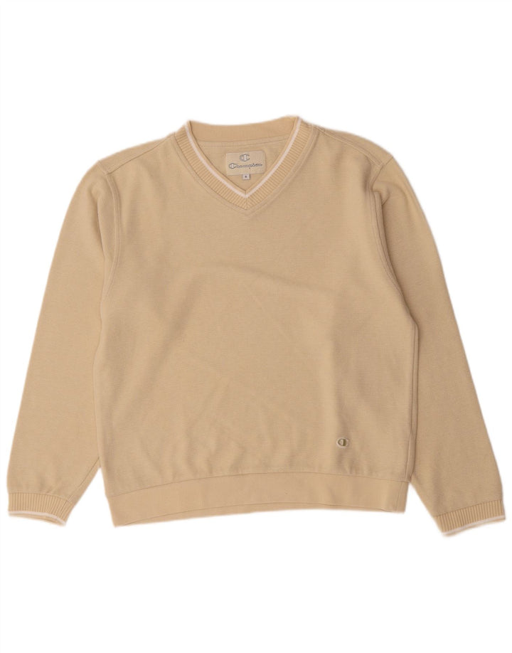 Champion Pull col V pour homme Petit coton beige