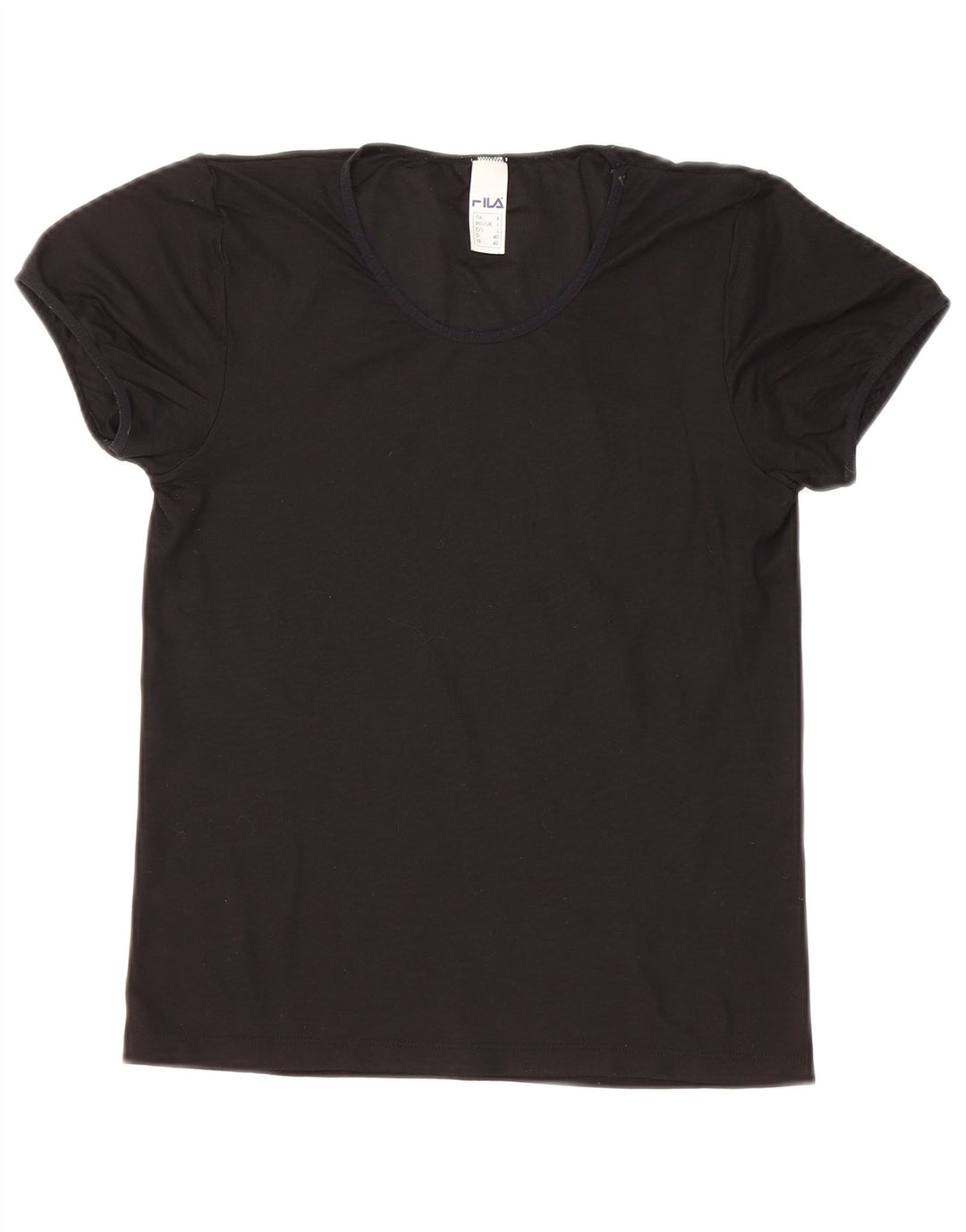 FILA Femme T-Shirt Top UK 14 Large Noir Polyamide