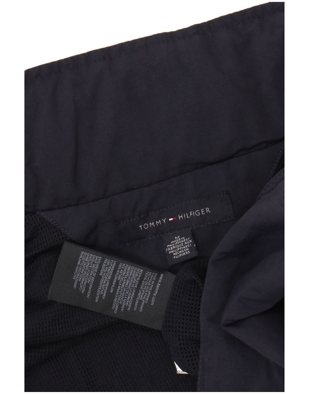 TOMMY HILFIGER Veste Bomber à Capuche Homme UK 38 Medium Bleu Marine Nylon