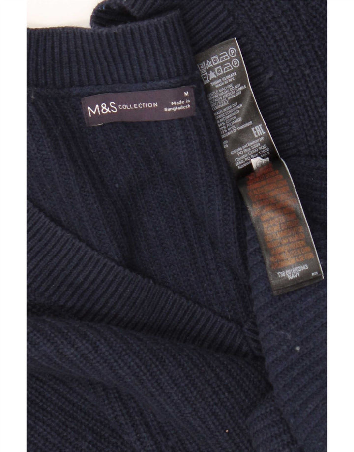 Marks & Spencer Pull court à col en V pour femme UK 14 Bleu marine moyen