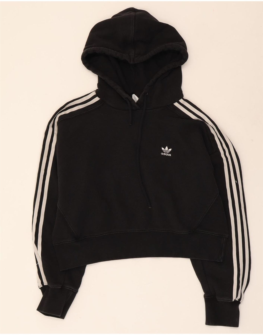 ADIDAS Pull à capuche surdimensionné pour femme UK 10 Petit coton noir