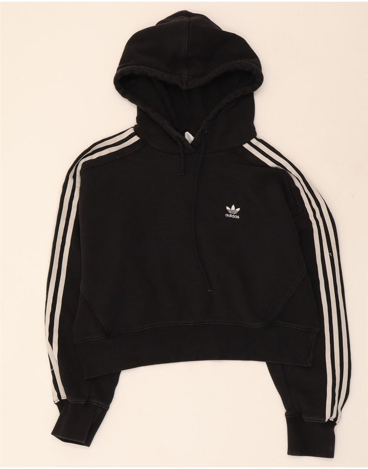 ADIDAS Pull à capuche surdimensionné pour femme UK 10 Petit coton noir