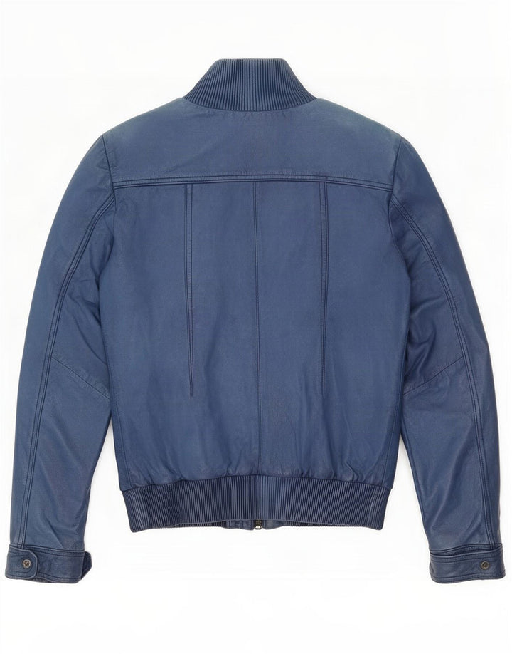 Bomboogie Veste en cuir pour femme UK 12 Bleu moyen